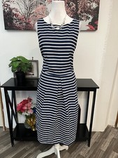 Talbots Women’s Shirt Dress Size 10 Striped Sleeveless Zipper Back 100% Cotton