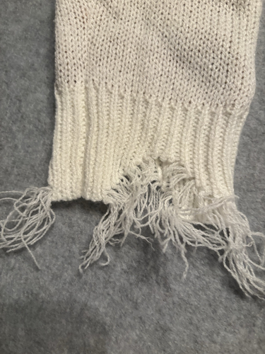 Just Polly Sweater Women’s Medium White Oversized Teddy Bear Crop Fringed Top - Picture 3 of 8