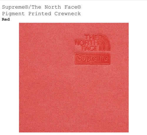 Supreme x The North Face Pigmented Printed Crewneck Red Mens Size L SS21 - Picture 2 of 2