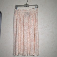 Vintage 90s Pink Floral Midi Skirt Cottagecore Light Pastel High Waist Size 12