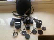 Praktica BCA Electronic 35mm SLR Camera 1980s with 3 lenses flash and carry case