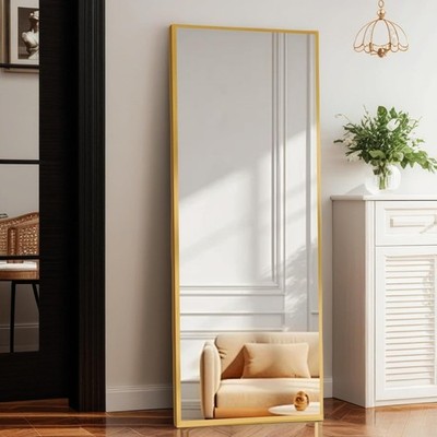 64''x21'' Full Length Mirror with Stand, Shatterproof Floor Mirror, Aluminum Alloy