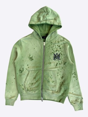Amiri Green & Black Core Logo Shotgun Zip Up Hoodie