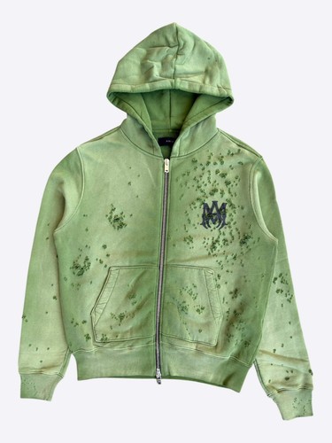 Amiri Green & Black Core Logo Shotgun Zip Up Hoodie - Picture 1 of 5