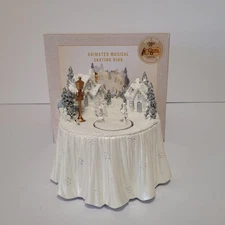 Cracker Barrel Exclusive Christmas Animated Musical Skating Rink 6" x 7"