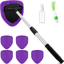 8 Pcs Car Windshield Cleaner Tool Kit with Extendable Handle, Microfiber Towel P