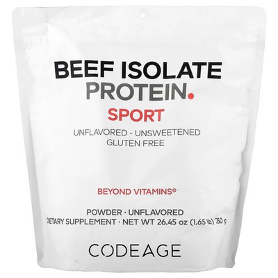 Sport, Beef Isolate Protein Powder, Unflavored, 1.65 lb (750 g)