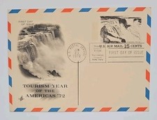 1972 US FDC Postcard Tourism Year of the Americas 15¢ Air Mail Niagara Falls