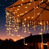 eisregen Lichterkette AußEn LED 15M 8 Modi Warmweiß Timer Wass