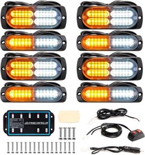 8-pcs Sync Feature Emergency Strobe Lights For Trucks Vehicles Car