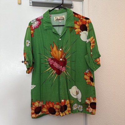 Verona Beach By Pleasures Romeo and Juliet Sacred Heart Hawaiian Green Sz M Men