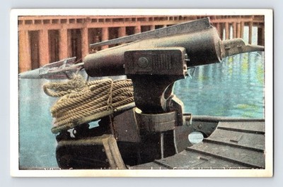 Whaling Gun Harpoon Cannon Boat 1910s Postcard Unposted