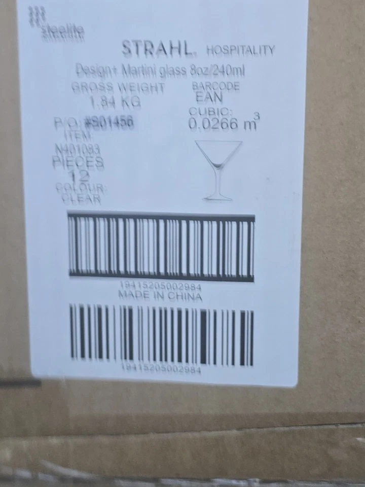 Strahl Design 8 盎司马提尼眼镜 (12) Reg 125 美元优质防摔酒吧用品  — 第 4/4 张图片