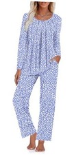 Womens Pajamas Set Fall Long Sleeve Tops and Pants with 3X-Large 18 Spot Blue