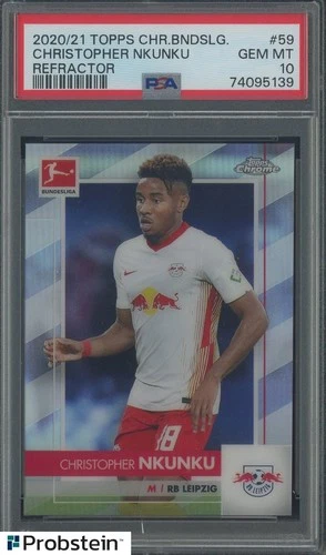 2020-21 Topps Chrome Bundesliga Soccer Refractor #59 Christopher Nkunku PSA 10