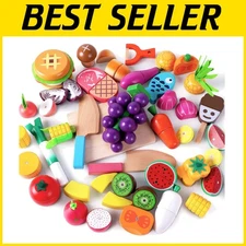 Magnetic Wooden Play Kitchen Food