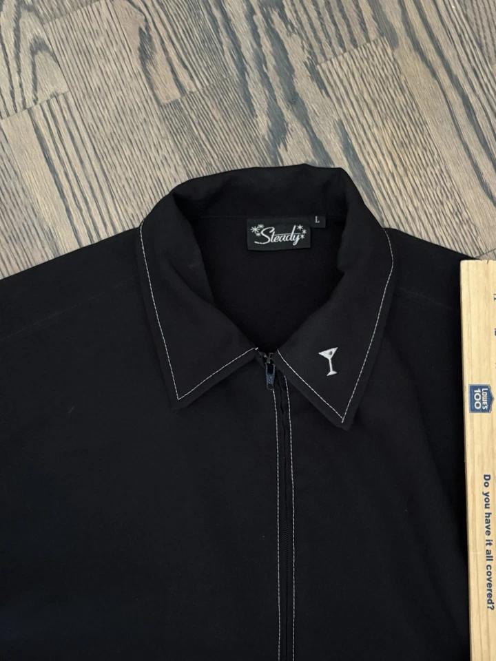 Steady Jacket Rockabilly Men’s Black Martini Zip Retro Look - Image 3 of 4