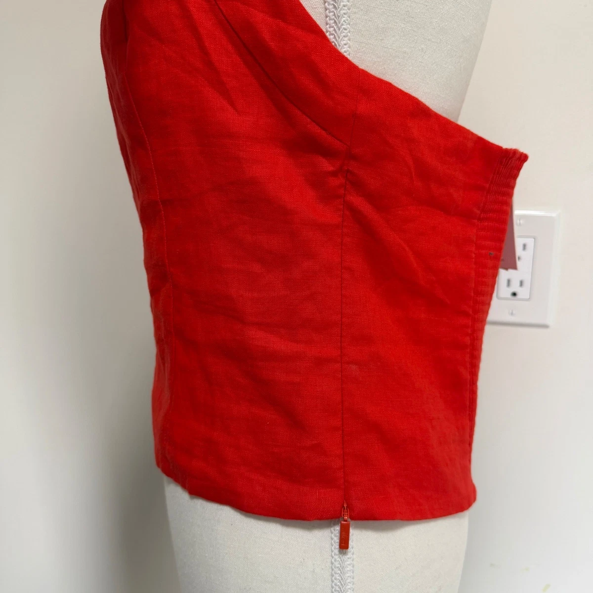 Wilfred Aritzia Whisper Poppy Red Organic Linen Halter Top Size Large Vacation