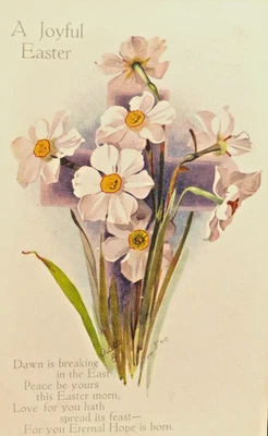 Tuck No. 916 Floral cross decked in a spray of narcissi. A Price King. Unposted - image 1 of 2