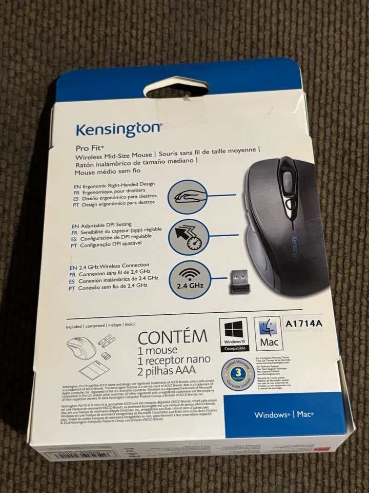 Ratón Inalámbrico Kensington Pro-Fit K72421AMA Tamaño Mediano Azul Zafiro NUEVO Foto 2 de 2