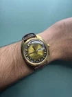 Vintage Q Timex 1970s Rare Yellow Sunburst Dial Working — New Battery And Strap