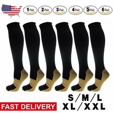 1-6 Pairs Copper Compression Socks 20-30mmHg Graduated Support Mens Womens S-XXL