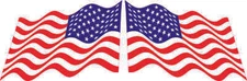 3in x 2in Mirrored Waving American Flag Stickers Car Truck Vehicle Bumper Decal