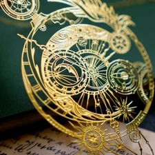 Moon Star Cosmic Hollow Exquisite Gold Metal Bookmark jewelry eteched embossed