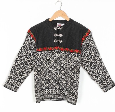 BOUVIAC Vintage Wool Norway Nordic Fair Isle Jumper Sweater Kids