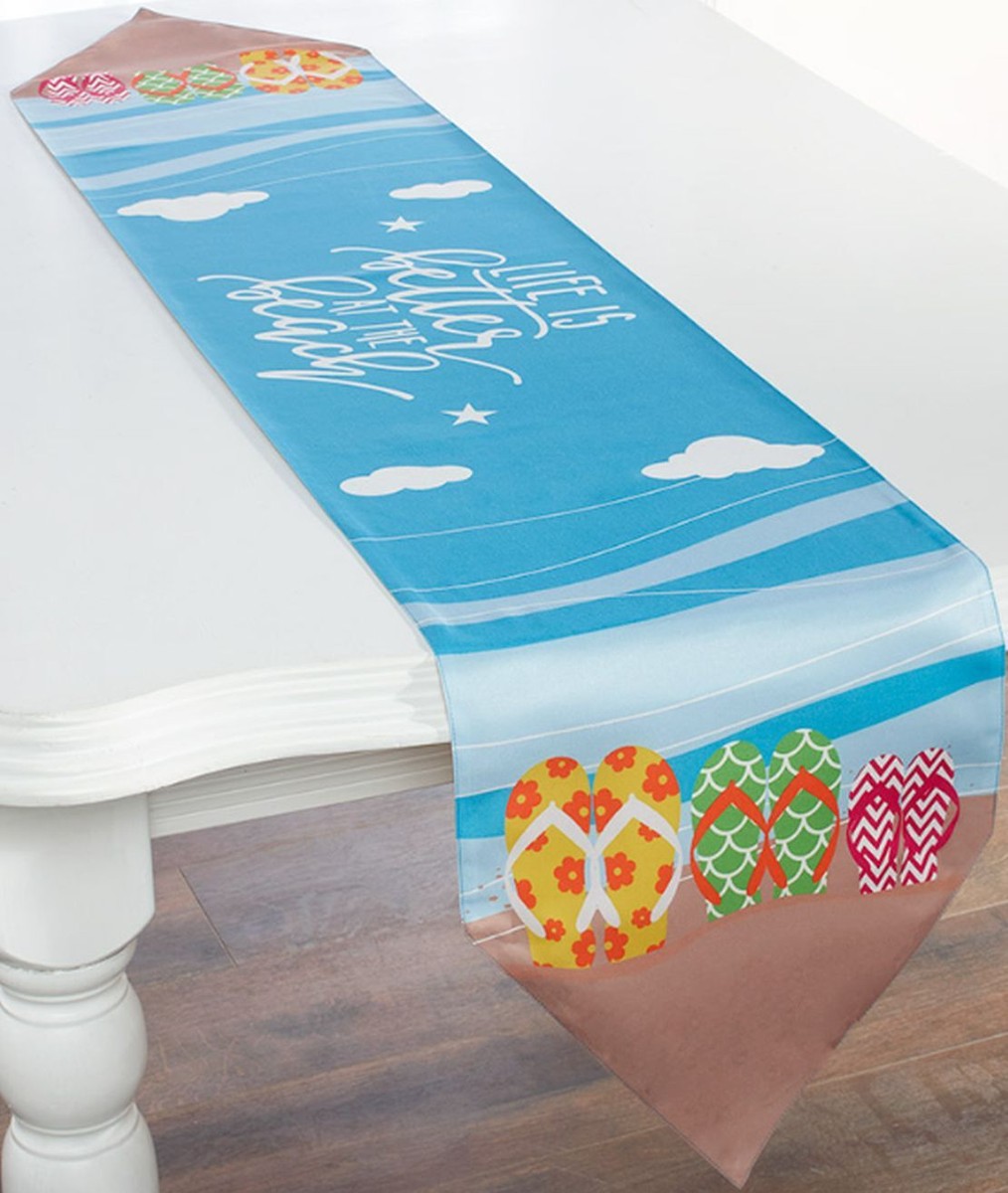 1 Fabric Table Runner (13&quot;x72&quot;) SUMMER FLIP FLOPS,LIFE IS BETTER 