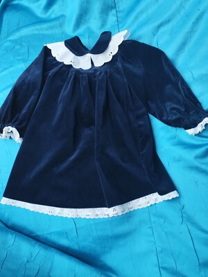 Mädchen Kleid Schwarz Retro mit Kragen by Girmes Niediek Samt neuwertig
