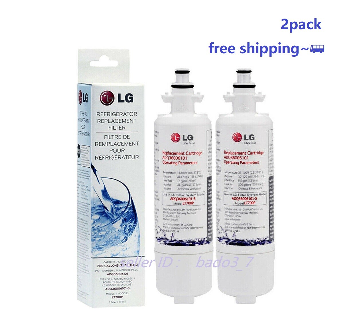2 PACK!!! LT700P Water Filter Fit LG LT700P ADQ36006101 Kenmore 9690 46