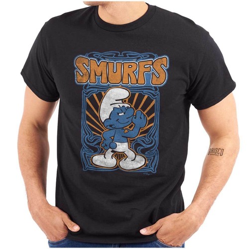 Vintage Retro Hefty Smurf Cartoon Character Womens or Mens Crewneck T Shirt Tee