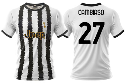 Maglia Juventus Terza 2024/2025 – Cambiaso #27, Ufficiale Sportbaer, Bambini, Manica Corta, Nero