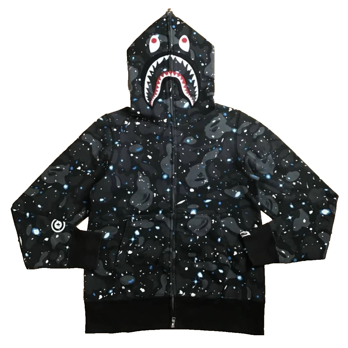 エイプ　シャークパーカー　A bathing ape space camo a bathing ape full zip hoodie Space camo shark BAPE STA galaxy