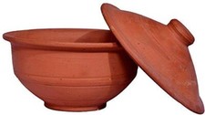 Handmade Terracotta Unglazed Clay Handi/Earthen Pot for Cooking with Lid Red 2 L