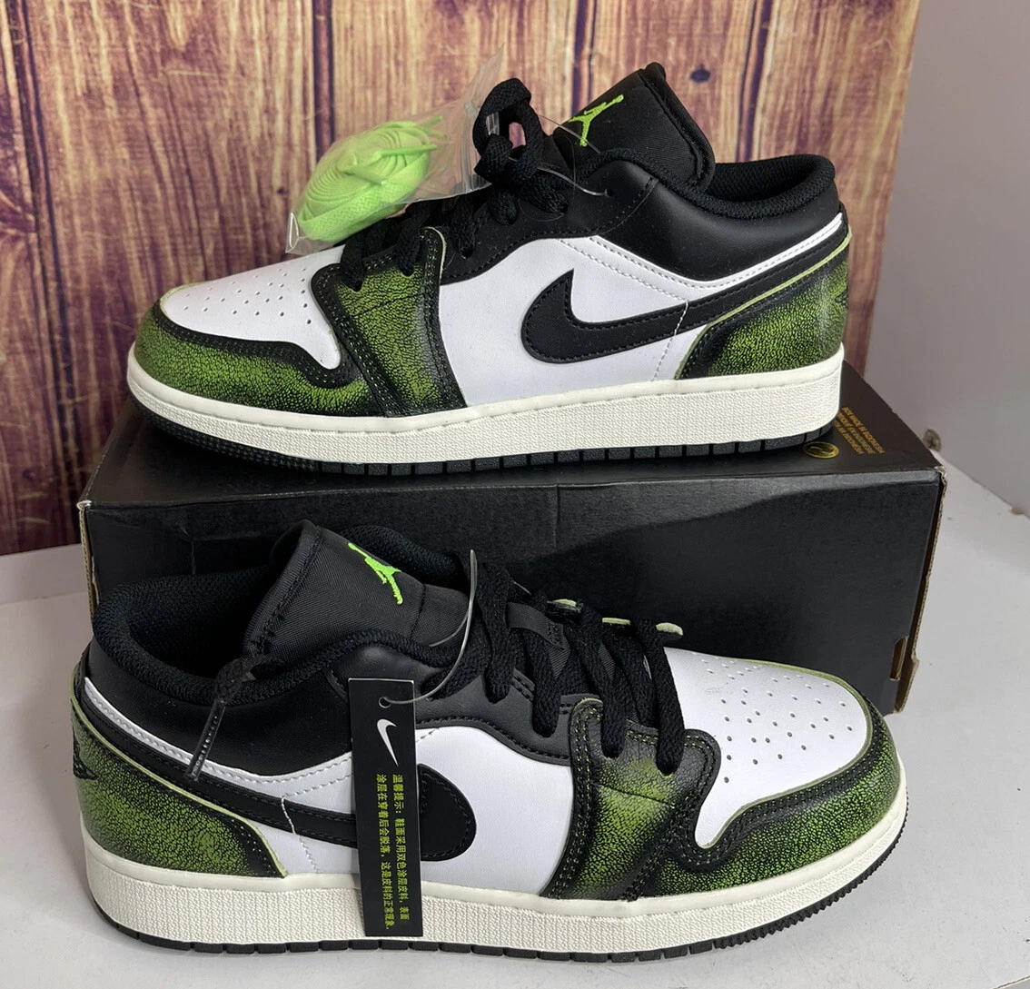 Nike Air Jordan 1 Low SE GS Black/Electric Green DO8244-003 Sz 7Y/Women's  Sz 8.5