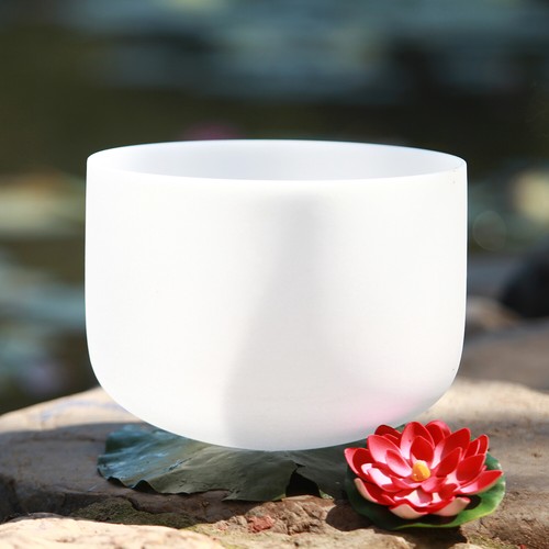 CVNC 432Hz 8"C Root Chakra Frosted Quartz Crystal Singing Bowl with Mallet - Picture 4 of 7
