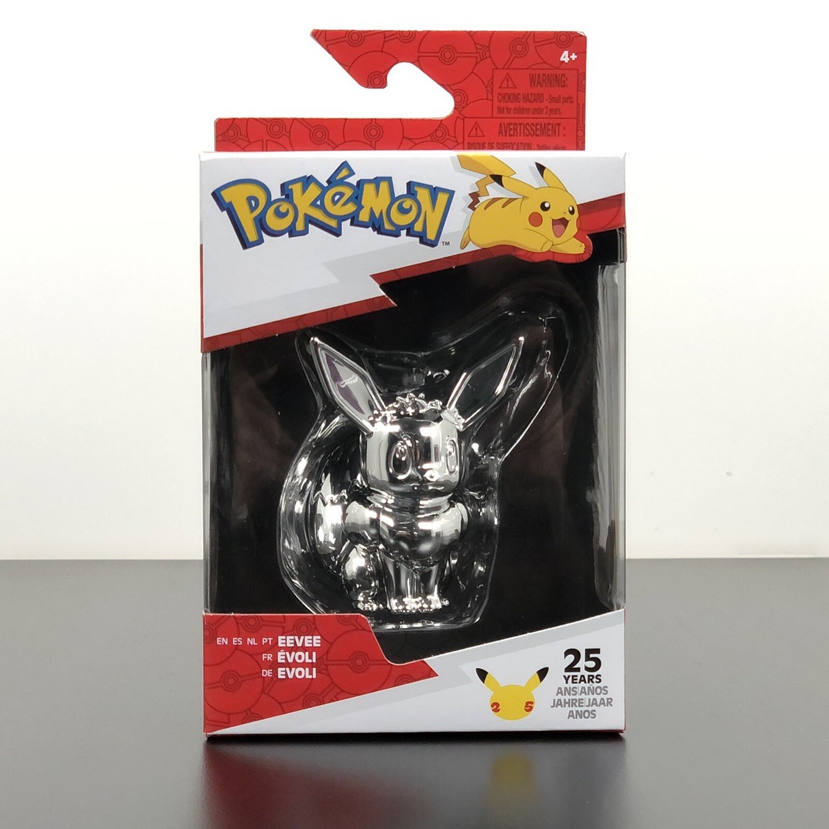 Pokemon 25 Years Anniversary Silver Collectible Figure Eevee - NEW 
