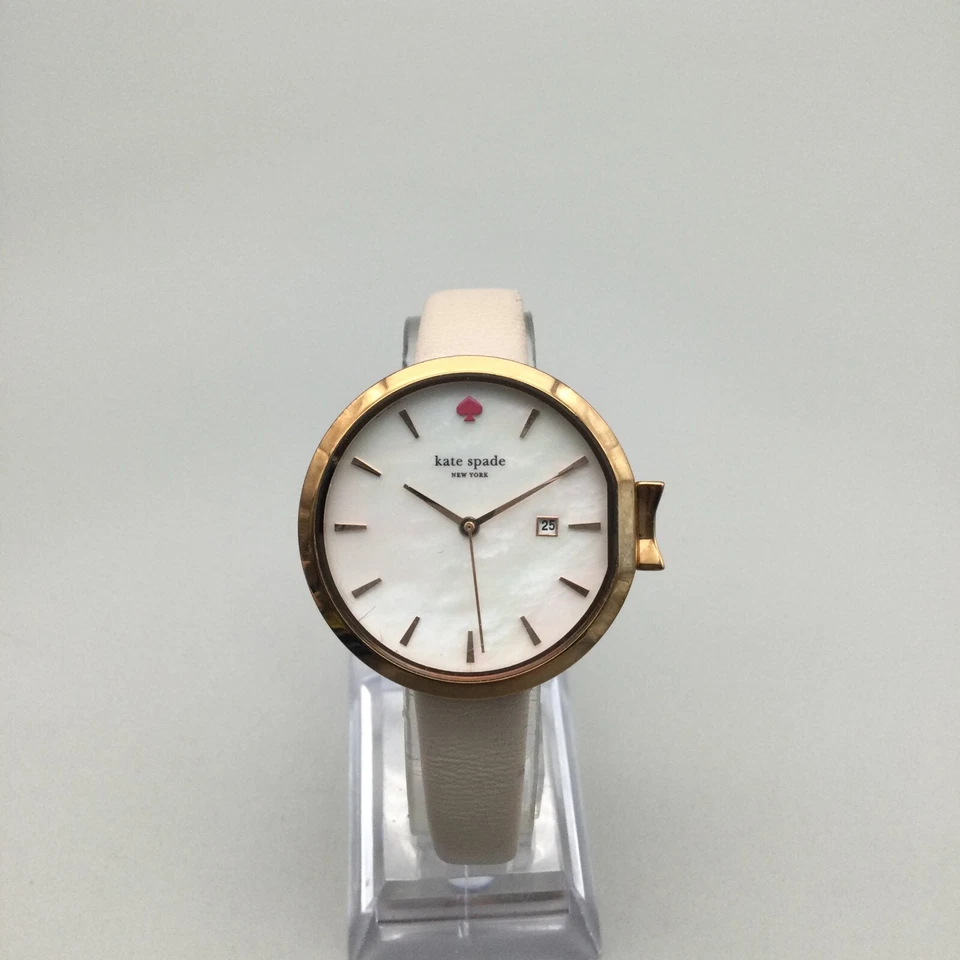 Kate Spade Park Row Watch Women 33mm Rose Gold Tone Date MOP Dial New Battery - Image 2 of 4