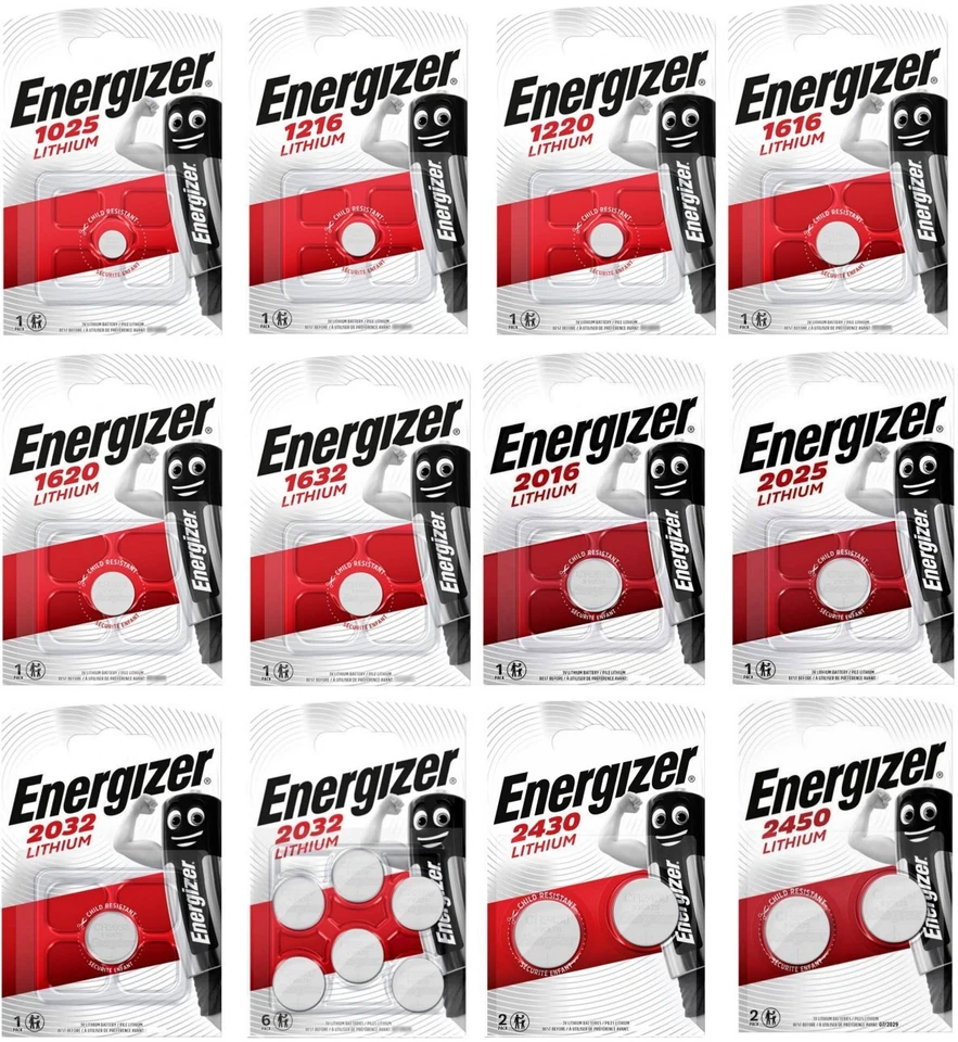 Pile Bouton CR1220 CR1616 CR1620 CR1632 CR2016 CR2025 CR2032 Piles Energizer - Photo 1/4