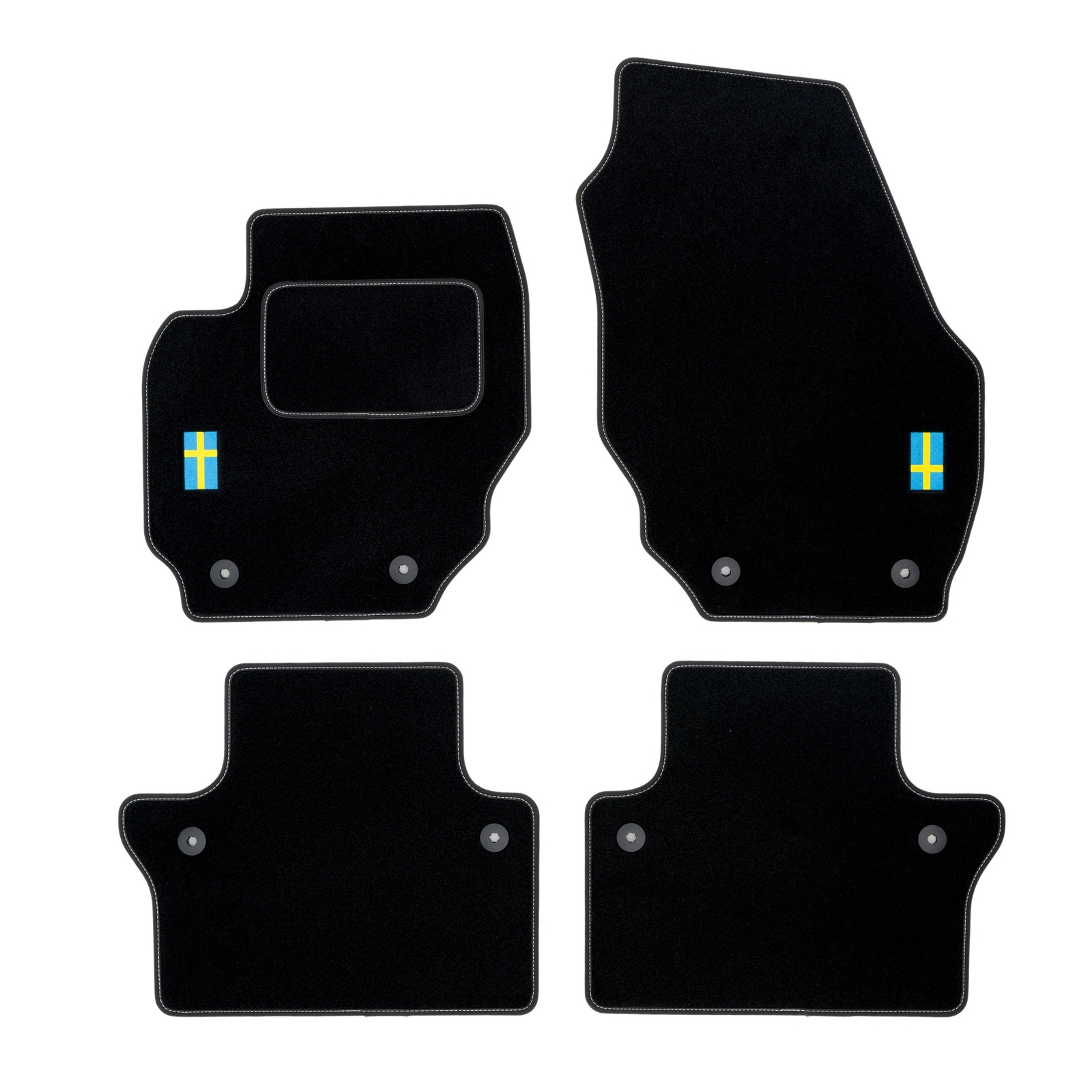 Tapis de sol velours noir pour Volvo XC70 II moquette habitacle voiture 2007-2016