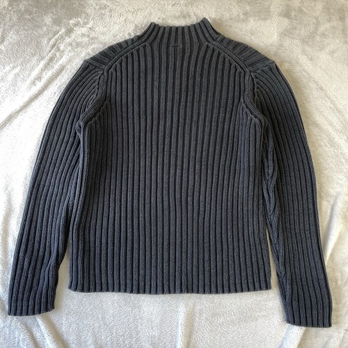 GAP Vintage Herren Grobstrick Mock Neck Baumwolle Fischer Pullover Blau Größe M / L - Bild 8 von 15