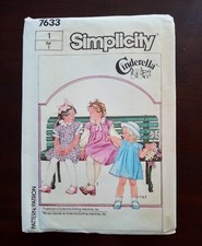 Simplicity Pattern 7633 GIRLS' Cinderella DRESS /BLOUSE /JUMPER SIZE 1