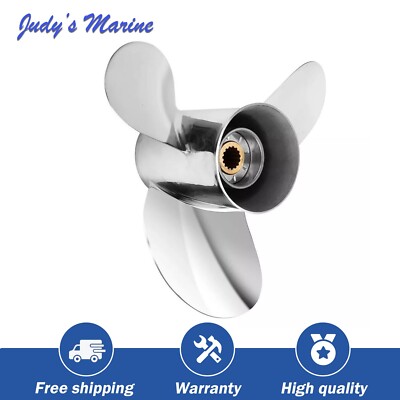 PROP 13 x 21 Stainless Steel Propeller for Yamaha 50-130HP 15 Spline Tooth RH