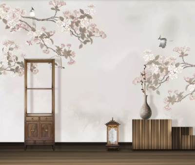 3D Flower Branch Bird G2508 Wallpaper Wall Murals Removable Self-adhesive Honey