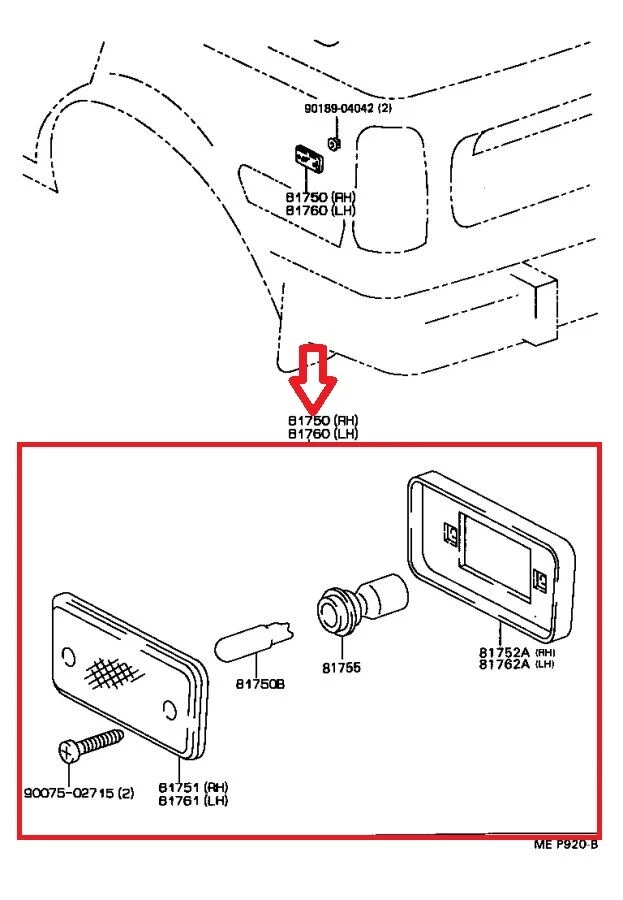 93 - 97 TOYOTA LAND CRUISER FZJ80 ЗАДНИЙ LH + RH БОКОВОЙ ГАБАРИТНЫЙ ФОНАРЬ КОМПЛЕКТ OEM НОВЫЙ - Изображение 4 из 4