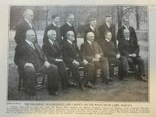 1921 Vintage Magazine Illustration President Warren Harding and His Cabinet