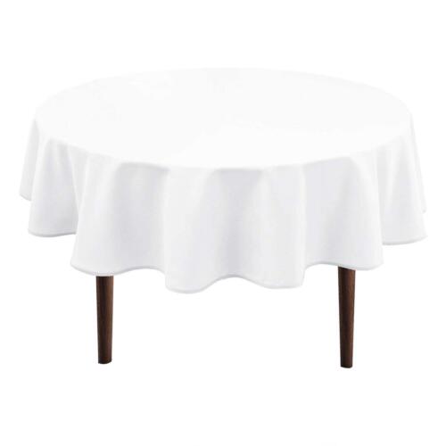 White Round Tablecloth 60 Inch - Waterproof Stain Resistant Spillproof Polyes...