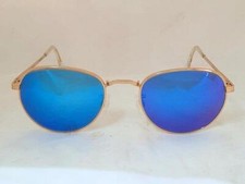 RANDOLPH ENGINEERING SKULL BLUE MIRROR LENSES GOLD FRAME RE 251 53/19 SUNGLASSES